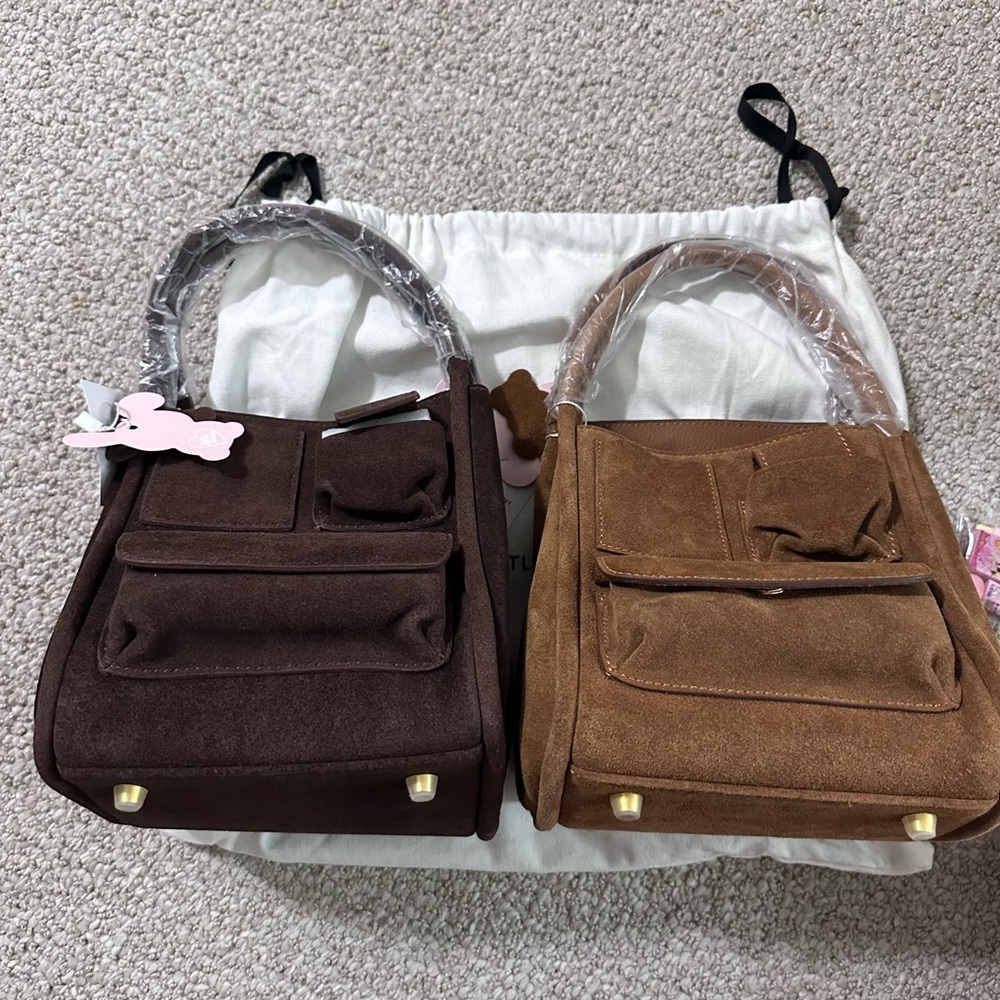 Elegant Brown and Tan Satchel Set